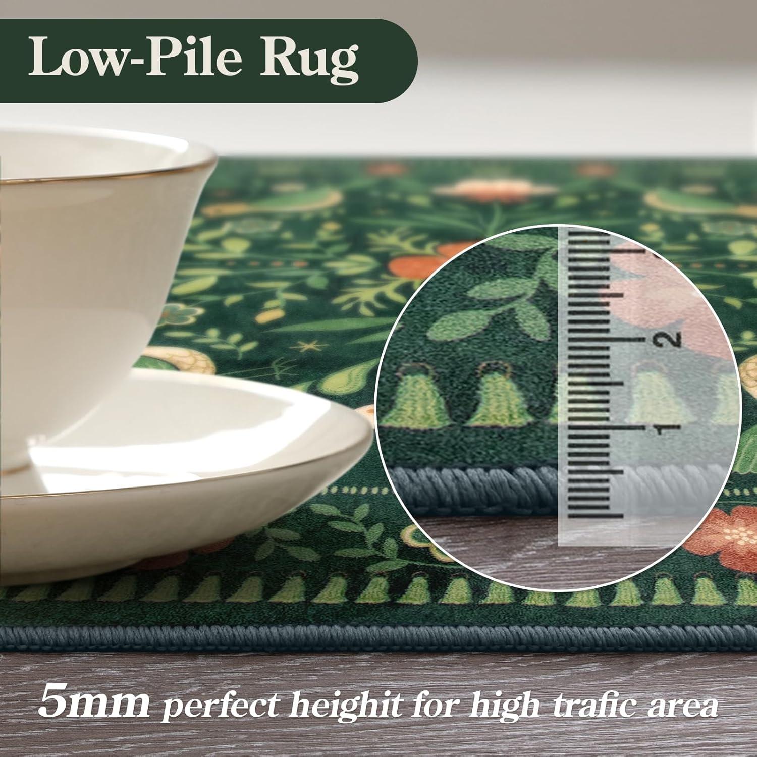 imageMoynesa Boho Birds Rug 8x10 Area Rug Green Machine Washable LowPile Soft Playroom Rug Living Room CarpetGreen