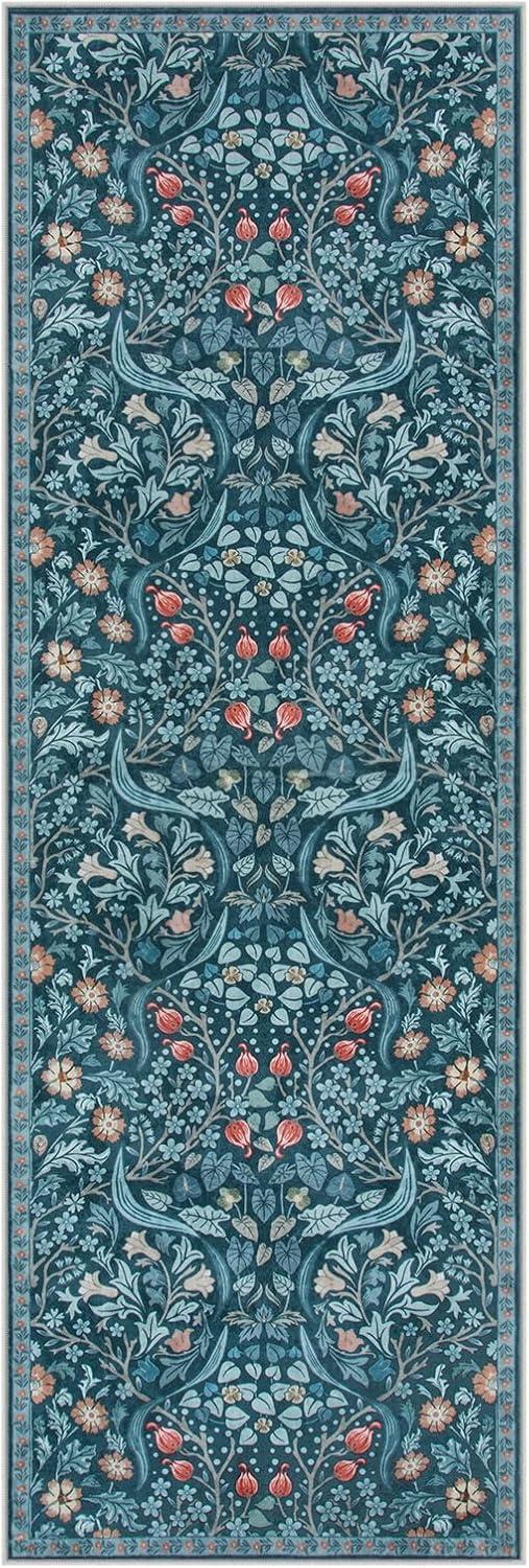 imageMoynesa Floral Washable 8x10 Rug Large Rugs for Living Room Green Soft 8 x 10 Boho Bedroom Rugs Non Slip Botanical Ultra Thin Floor Carpet for Dining Room Nursery GreenTeal