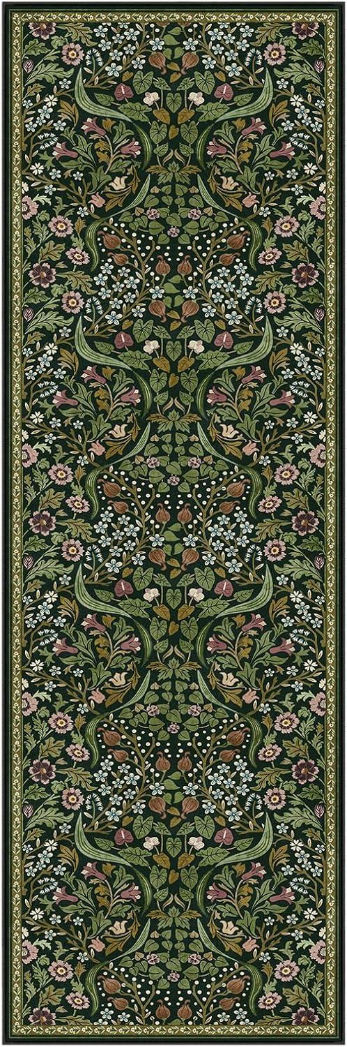 imageMoynesa Floral Washable 8x10 Rug Large Rugs for Living Room Green Soft 8 x 10 Boho Bedroom Rugs Non Slip Botanical Ultra Thin Floor Carpet for Dining Room Nursery GreenGreen