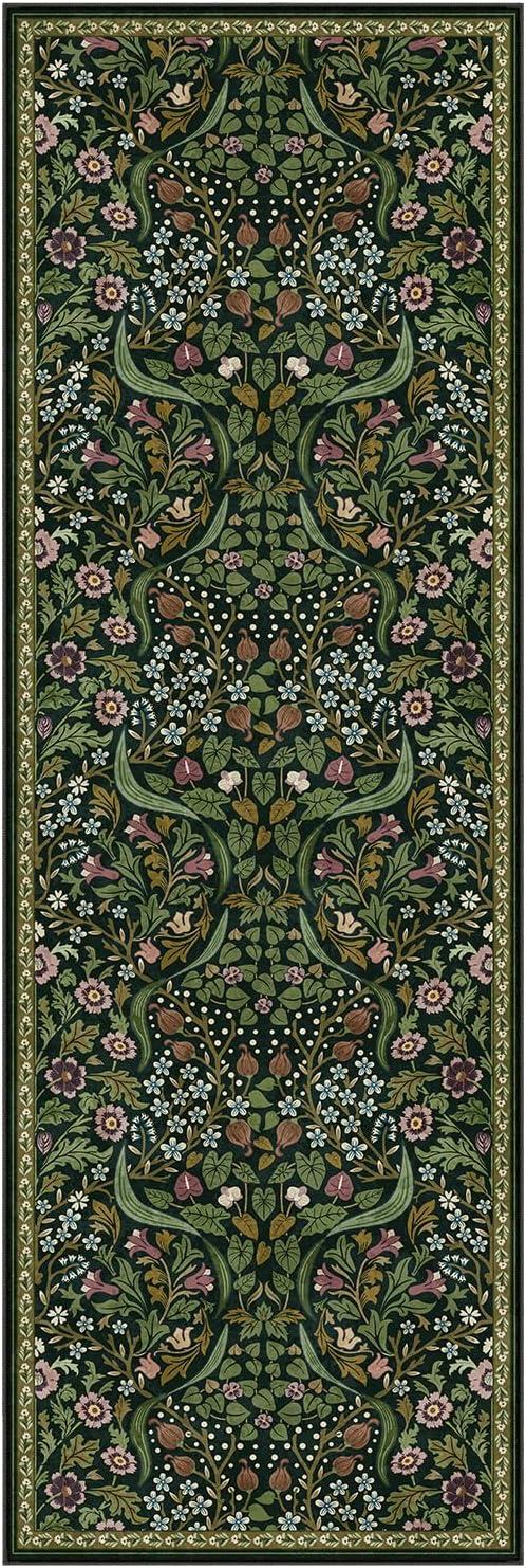 imageMoynesa Floral Washable 8x10 Rug Large Rugs for Living Room Green Soft 8 x 10 Boho Bedroom Rugs Non Slip Botanical Ultra Thin Floor Carpet for Dining Room Nursery GreenGreen