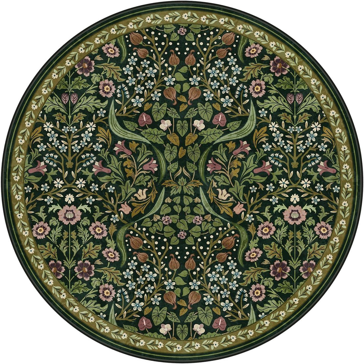 imageMoynesa Floral Washable 8x10 Rug Large Rugs for Living Room Green Soft 8 x 10 Boho Bedroom Rugs Non Slip Botanical Ultra Thin Floor Carpet for Dining Room Nursery GreenGreen