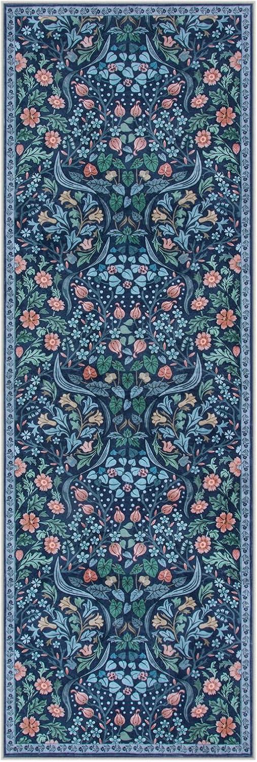 imageMoynesa Floral Washable 8x10 Rug Large Rugs for Living Room Green Soft 8 x 10 Boho Bedroom Rugs Non Slip Botanical Ultra Thin Floor Carpet for Dining Room Nursery GreenBlue