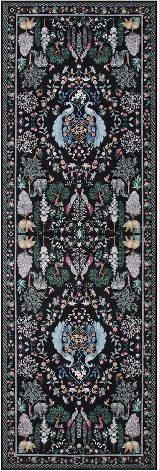 imageMoynesa Washable 8x10 Area Rugs for Living Room Boho Floral Soft Blue 8 x 10 Dining Room Rug Non Slip Ultra Thin Stain Resistant Large Floor Carpet for Bedroom Home OfficeBlack