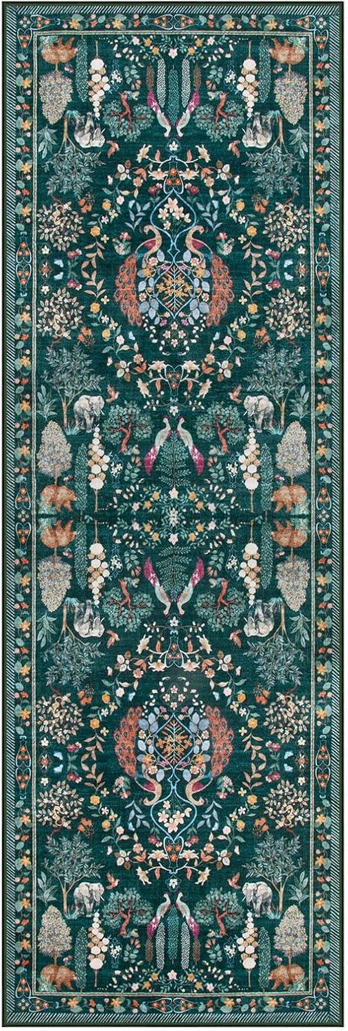 imageMoynesa Washable 8x10 Area Rugs for Living Room Boho Floral Soft Blue 8 x 10 Dining Room Rug Non Slip Ultra Thin Stain Resistant Large Floor Carpet for Bedroom Home OfficeGreen