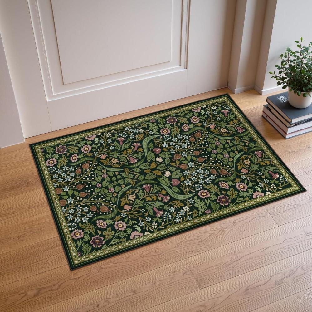 imageMoynesa Floral Washable 8x10 Rug Large Rugs for Living Room Green Soft 8 x 10 Boho Bedroom Rugs Non Slip Botanical Ultra Thin Floor Carpet for Dining Room Nursery GreenGreen