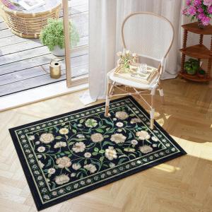 Moynesa Floral Washable Rug, 2×3 Non-Slip Kitchen Rugs Ultra-Thin Soft Entryway Rug Rubber Backing, Boho Sage Green Small Welcome Door Indoor Throw Mat for Bathroom Entry Bedroom(Black)