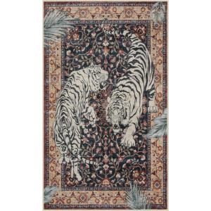 Moynesa Tiger Washable Rugs, 8×10 Area Rugs for Living Room, Soft Large Vintage 8×10 Bedroom Green Rug, Botanical Non Slip Ultra Thin Floor Carpet for Dining Room Home Office(Puce Red)